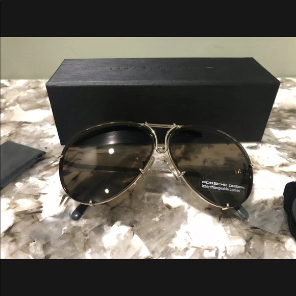 Porsche Design Accessories - Porsche Design Aviator Sunglasses Brown Gold Frame